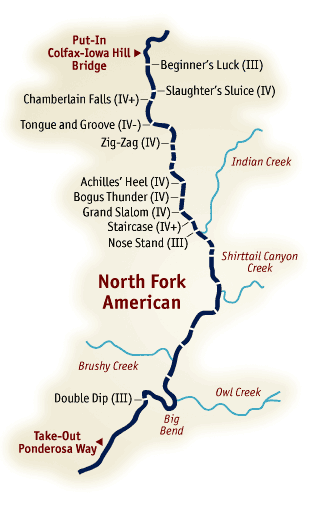 North Fork American River Rafting Map