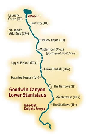 Goodwin Canyon River Rafting Map