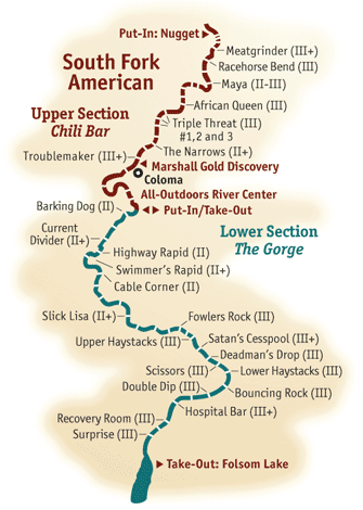South Fork American River Rafting Map