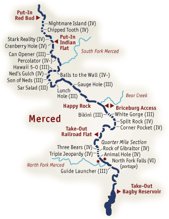 Merced River Rafting Map