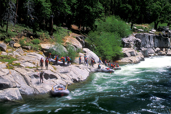 The river scenery: Immense pine forests and crystal-clear waters